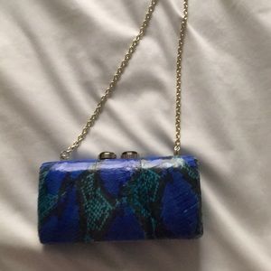 Cobalt blue and turquoise snakeskin clutch!